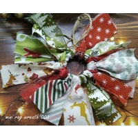 Red green mini rag wreath Christmas Tree Decoration eco friendly fabric Tree Ornament secret santa s
