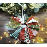Red green mini rag wreath Christmas Tree Decoration eco friendly fabric Tree Ornament secret santa s