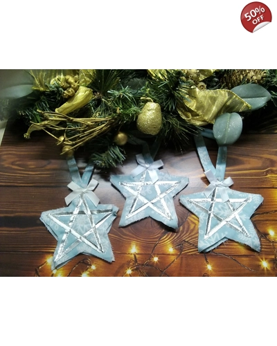 Christmas Tree Decoration Blue Star Reusable Fabric Tree Ornament, handmade in Yorkshire Christmas Tree Decoration Blue Star Reusable Fabric Tree Ornament, handmade in Yorkshire
