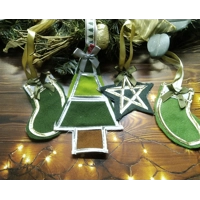 Christmas Tree Decoration Handmade Green Felt Stocking Reusable Fabric Star Tree Ornament, letter bo
