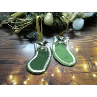 Christmas Tree Decoration Handmade Green Felt Stocking Reusable Fabric Star Tree Ornament, letter bo