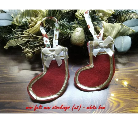 Handmade Red Felt Christmas Stocking Tree Decoration Reusable Fabric Tree Ornament, secret santa sto