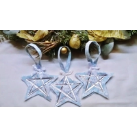 Set of 3 Red Felt Mini Stocking Christmas Tree Decoration with silver trim handmade in Yorkshire