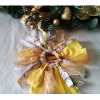 Mini rag wreath home decoration for Spring ribbon cotton fabric ornament, handmade in Yorkshire lett