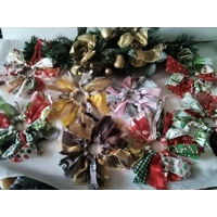 Mini wreath, green gold ribbon eco friendly christmas tree decoration fabric ornament secret santa s