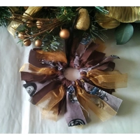 Red gold Mini rag wreath Christmas Tree Decoration eco friendly Fabric Ornament made in Yorkshire se