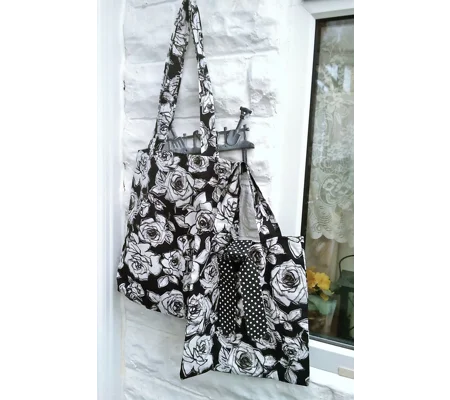 Floral Print Shoulder Bag: Handmade Reusable Cotton Tote