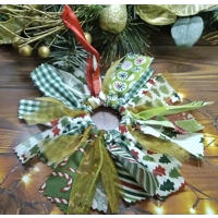 Mini wreath, green gold ribbon eco friendly christmas tree decoration fabric ornament secret santa s