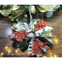 Red green mini rag wreath Christmas Tree Decoration eco friendly fabric Tree Ornament secret santa s