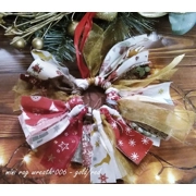 Red gold Mini rag wreath Christmas Tree Decoration eco friendly Fabric Ornament made in Yorkshire se