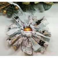 Cat fabric mini rag wreath, hanging decoration, reusable home decor ornament, letter box gift  handm