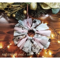 Red gold Mini rag wreath Christmas Tree Decoration eco friendly Fabric Ornament made in Yorkshire se