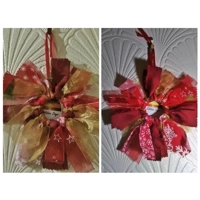 Mini rag wreath home decoration for Spring ribbon cotton fabric ornament, handmade in Yorkshire lett