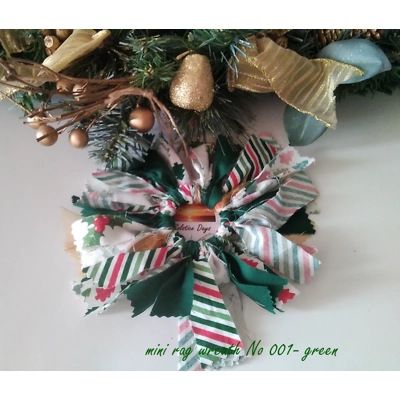 Red green mini rag wreath Christmas Tree Decoration eco fr..
