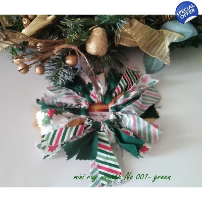 Red green mini rag wreath Christmas Tree Decoration eco friendly fabric Tree Ornament secret santa s