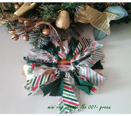 Red green mini rag wreath Christmas Tree Decoration eco friendly fabric Tree Ornament secret santa s