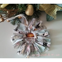 Cat fabric mini rag wreath, hanging decoration, reusable home decor ornament, letter box gift  handm