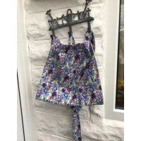 Lilac linen apron, pocket and waist tie fully lined cotton fabric half apron, letter box day gift ma