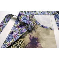 Lilac linen apron, pocket and waist tie fully lined cotton fabric half apron, letter box day gift ma