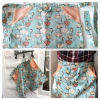 Three pocket utility apron, tie waist pink peg apron, lined craft apron handmade in Yorkshire, lette