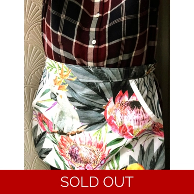 Upcycled Parrot Apron, fully lined cotton peg apron with f..