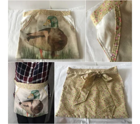 Duck Half Apron with Pocket, Linen Apron with tie waist apron - Handmade in Yorkshire