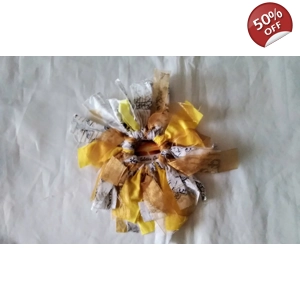 Bees mini rag wreath home decoration ribbon yellow fabric ornament, handmade in Yorkshire letter box