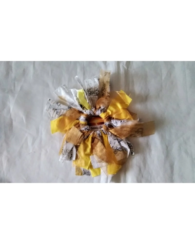 Bees mini rag wreath home decoration ribbon yellow fabric ornament, handmade in Yorkshire letter box Bees mini rag wreath home decoration ribbon yellow fabric ornament, handmade in Yorkshire letter box