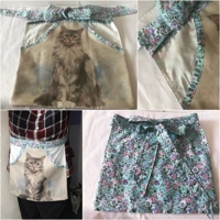 Upcycled Parrot Apron, fully lined cotton peg apron with front pocket and tie waist handmade in York