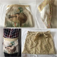 Blue rose tie waist apron with front pocket, fully lined cotton peg apron, letter box gift made in Y