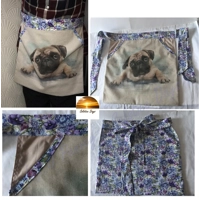 Lilac linen apron, pocket and waist tie fully lined cotton fabric half apron, letter box day gift ma