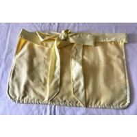 Yellow Half Apron with Patchwork Applique Lined Cotton Pinny with Pockets