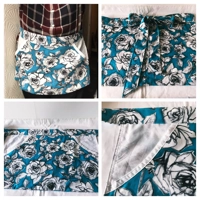 Black white roses half apron and tie waist peg apron fully lined cotton pinny, letter box gift made