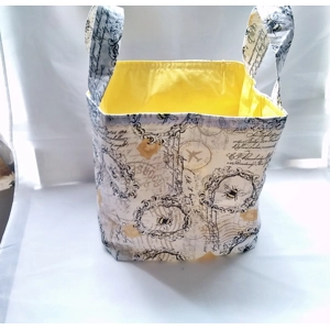 Bee print fabric storage box with handles, yellow cotton fabric basket, letter box gift