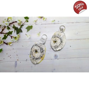 Bee Keyring luggage tag Wristlet Fabric Keyfob Letterbox gift Hand Made in Yorkshire