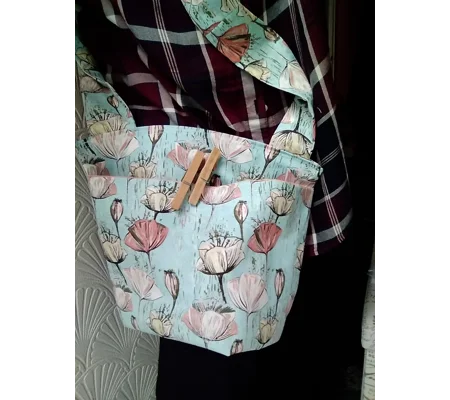 Green Cross Body Peg Bag, Lined Cotton peg bag, eco Friendly Laundry Bag, Handmade in Yorkshire