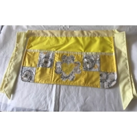 Yellow Half Apron with Patchwork Applique Lined Cotton Pinny with Pockets