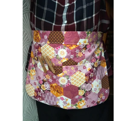 Three pocket utility apron, tie waist pink peg apron, lined craft apron handmade in Yorkshire, lette