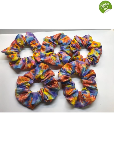 Scrunchie, Yellow Floral Cotton Scrunchie, Yellow Floral Cotton