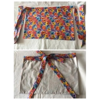 Yellow flower cotton apron, tie waist three pocket apron  - half apron, pinny, letterbox gift handma
