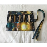 Back to school pencil case for kids, space fabric pencil roll, cotton fabric stationary pouch, handm