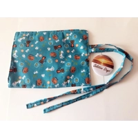 Cat roll up pencil case, green kids cotton pencil roll, pencil pouch