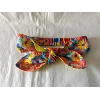 Self Tie Headband, Floral scrunchie and yellow floral cotton fabric - letter box gift Yorksh