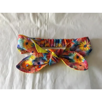 Yellow Floral Cotton Headband & Scrunchie