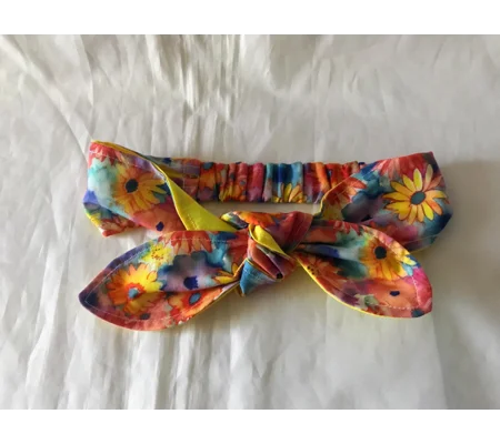 Yellow Floral Cotton Headband & Scrunchie