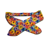 Self Tie Headband, Floral scrunchie and yellow floral cotton fabric - letter box gift Yorksh