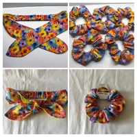 Self Tie Headband, Floral scrunchie and yellow floral cotton fabric - letter box gift Yorksh