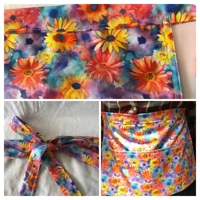 Yellow flower cotton apron, tie waist three pocket apron  - half apron, pinny, letterbox gift handma