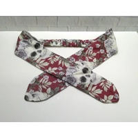 Gothic skulls red headband, goth skull print cotton scrunchie handmade in Yorkshire