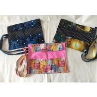 Cat roll up pencil case, green kids cotton pencil roll, pencil pouch